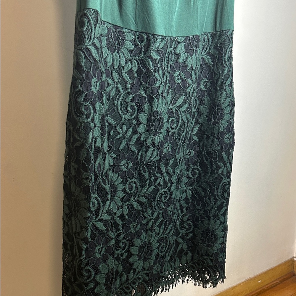 Calvin Klein Forest Green Lace Midi Dress with Slip - Picture 6 of 13